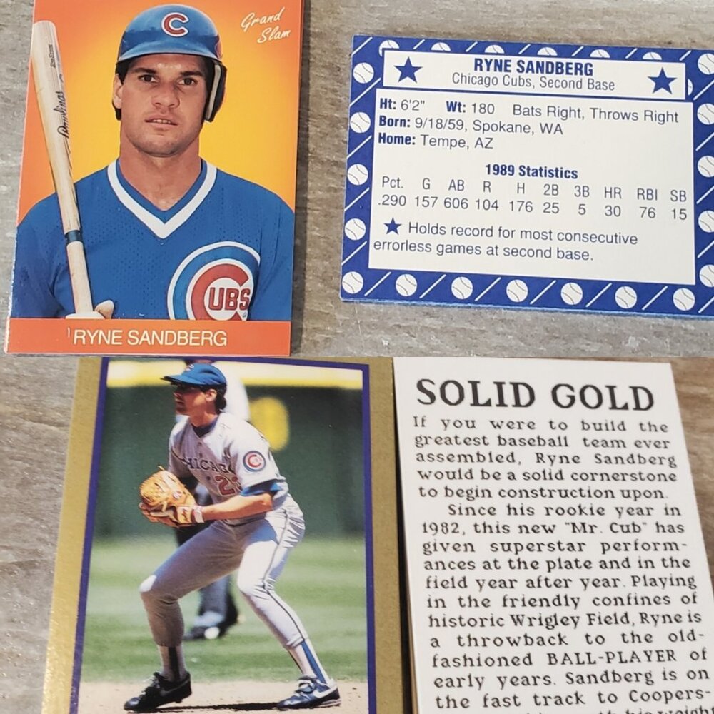 Chicago Cubs Ryne Sanberg Lot Of 65 Baseball Cards 1989 Solid Gold Grand Slam
